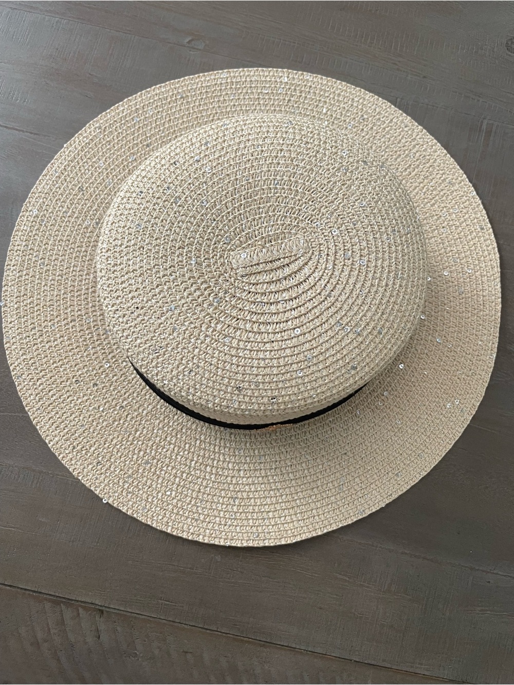 Straw Bee Hat with Black Band and Gold Bee Pin silver sequin sequins gg - Picture 4 of 10